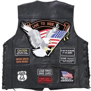Diamond Plate Buffalo Leather Biker Vest Eagle America S